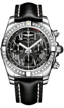 Breitling,Breitling - Chronomat 44 Steel 40 Diamond Bezel - Leather Strap - Watch Brands Direct
