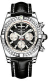 Breitling,Breitling - Chronomat 44 Steel 40 Diamond Bezel - Croco Strap - Watch Brands Direct
