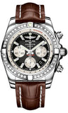 Breitling,Breitling - Chronomat 44 Steel 40 Diamond Bezel - Croco Strap - Watch Brands Direct
