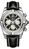 Breitling,Breitling - Chronomat 44 Steel 40 Diamond Bezel - Leather Strap - Watch Brands Direct