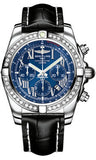 Breitling,Breitling - Chronomat 44 Steel 40 Diamond Bezel - Croco Strap - Watch Brands Direct