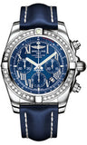 Breitling,Breitling - Chronomat 44 Steel 40 Diamond Bezel - Leather Strap - Watch Brands Direct