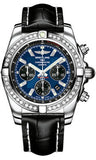Breitling,Breitling - Chronomat 44 Steel 40 Diamond Bezel - Croco Strap - Watch Brands Direct