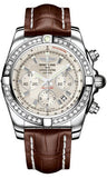 Breitling,Breitling - Chronomat 44 Steel 40 Diamond Bezel - Croco Strap - Watch Brands Direct