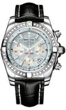Breitling,Breitling - Chronomat 44 Steel 40 Diamond Bezel - Croco Strap - Watch Brands Direct