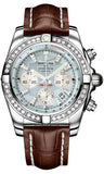 Breitling,Breitling - Chronomat 44 Steel 40 Diamond Bezel - Croco Strap - Watch Brands Direct