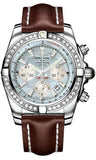 Breitling,Breitling - Chronomat 44 Steel 40 Diamond Bezel - Leather Strap - Watch Brands Direct
