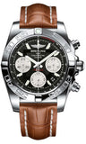 Breitling,Breitling - Chronomat 41 Steel Polished Bezel - Croco Strap - Watch Brands Direct