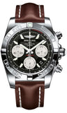 Breitling,Breitling - Chronomat 41 Steel Polished Bezel - Leather Strap - Watch Brands Direct