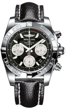 Breitling,Breitling - Chronomat 41 Steel Polished Bezel - Lizard Strap - Watch Brands Direct