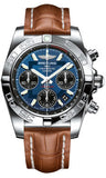 Breitling,Breitling - Chronomat 41 Steel Polished Bezel - Croco Strap - Watch Brands Direct