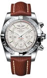 Breitling,Breitling - Chronomat 41 Steel Polished Bezel - Sahara Leather Strap - Watch Brands Direct