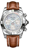 Breitling,Breitling - Chronomat 41 Steel Polished Bezel - Croco Strap - Watch Brands Direct