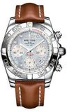 Breitling,Breitling - Chronomat 41 Steel Polished Bezel - Leather Strap - Watch Brands Direct