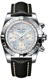 Breitling,Breitling - Chronomat 41 Steel Polished Bezel - Sahara Leather Strap - Watch Brands Direct