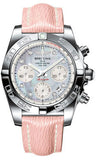 Breitling,Breitling - Chronomat 41 Steel Polished Bezel - Sahara Leather Strap - Watch Brands Direct