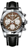 Breitling,Breitling - Chronomat 41 Steel Polished Bezel - Croco Strap - Watch Brands Direct