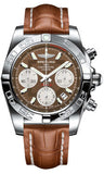 Breitling,Breitling - Chronomat 41 Steel Polished Bezel - Croco Strap - Watch Brands Direct