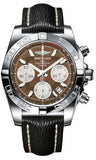 Breitling,Breitling - Chronomat 41 Steel Polished Bezel - Sahara Leather Strap - Watch Brands Direct