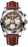 Breitling,Breitling - Chronomat 41 Steel Polished Bezel - Sahara Leather Strap - Watch Brands Direct