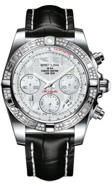 Breitling,Breitling - Chronomat 41 Steel Diamond Bezel - Croco Strap - Watch Brands Direct