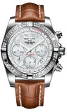 Breitling,Breitling - Chronomat 41 Steel Diamond Bezel - Croco Strap - Watch Brands Direct