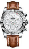Breitling,Breitling - Chronomat 41 Steel Diamond Bezel - Croco Strap - Watch Brands Direct