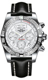 Breitling,Breitling - Chronomat 41 Steel Diamond Bezel - Leather Strap - Watch Brands Direct