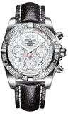 Breitling,Breitling - Chronomat 41 Steel Diamond Bezel - Lizard Strap - Watch Brands Direct