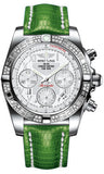 Breitling,Breitling - Chronomat 41 Steel Diamond Bezel - Lizard Strap - Watch Brands Direct