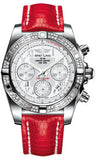 Breitling,Breitling - Chronomat 41 Steel Diamond Bezel - Lizard Strap - Watch Brands Direct