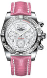 Breitling,Breitling - Chronomat 41 Steel Diamond Bezel - Lizard Strap - Watch Brands Direct