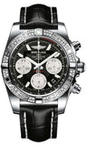 Breitling,Breitling - Chronomat 41 Steel Diamond Bezel - Croco Strap - Watch Brands Direct