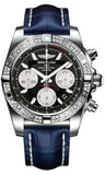 Breitling,Breitling - Chronomat 41 Steel Diamond Bezel - Croco Strap - Watch Brands Direct