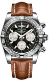 Breitling,Breitling - Chronomat 41 Steel Diamond Bezel - Croco Strap - Watch Brands Direct