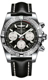 Breitling,Breitling - Chronomat 41 Steel Diamond Bezel - Leather Strap - Watch Brands Direct