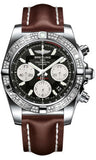 Breitling,Breitling - Chronomat 41 Steel Diamond Bezel - Leather Strap - Watch Brands Direct