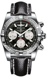 Breitling,Breitling - Chronomat 41 Steel Diamond Bezel - Lizard Strap - Watch Brands Direct