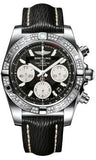 Breitling,Breitling - Chronomat 41 Steel Diamond Bezel - Sahara Leather Strap - Watch Brands Direct