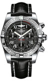Breitling,Breitling - Chronomat 41 Steel Diamond Bezel - Croco Strap - Watch Brands Direct