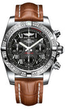 Breitling,Breitling - Chronomat 41 Steel Diamond Bezel - Croco Strap - Watch Brands Direct