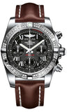 Breitling,Breitling - Chronomat 41 Steel Diamond Bezel - Leather Strap - Watch Brands Direct