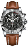 Breitling,Breitling - Chronomat 41 Steel Diamond Bezel - Leather Strap - Watch Brands Direct