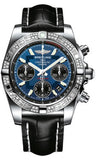 Breitling,Breitling - Chronomat 41 Steel Diamond Bezel - Croco Strap - Watch Brands Direct