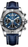 Breitling,Breitling - Chronomat 41 Steel Diamond Bezel - Croco Strap - Watch Brands Direct