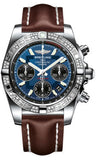 Breitling,Breitling - Chronomat 41 Steel Diamond Bezel - Leather Strap - Watch Brands Direct