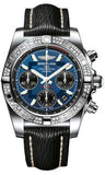 Breitling,Breitling - Chronomat 41 Steel Diamond Bezel - Sahara Leather Strap - Watch Brands Direct