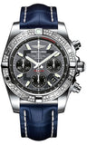 Breitling,Breitling - Chronomat 41 Steel Diamond Bezel - Croco Strap - Watch Brands Direct