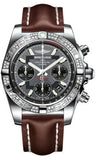 Breitling,Breitling - Chronomat 41 Steel Diamond Bezel - Leather Strap - Watch Brands Direct