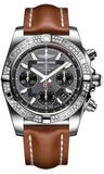 Breitling,Breitling - Chronomat 41 Steel Diamond Bezel - Leather Strap - Watch Brands Direct